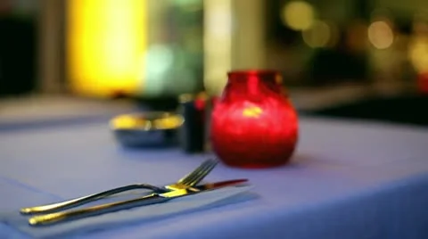 Silverware at candle light dinner Video stock 11973865