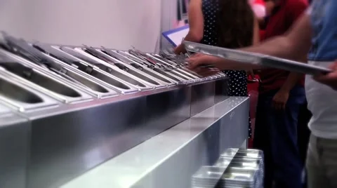 Silverware serving at corporate dining room Stock Footage 50572772
