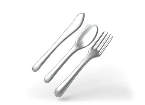 Silverware set isolated 3D vector icon Stock Illustration