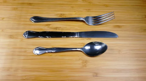 Silverware Set  on Table Dolly Shot 4K Stock Footage 57827179