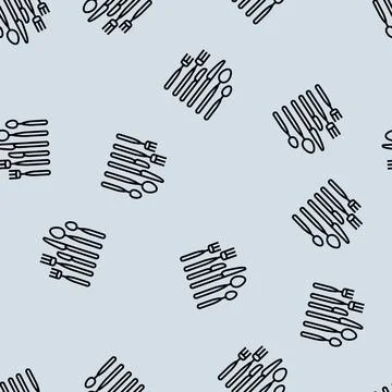 Silverware utensil line seamless pattern Stock Illustration