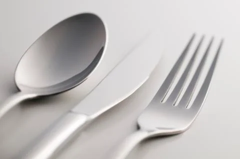 Silverware Utensils on white Stock-Fotos