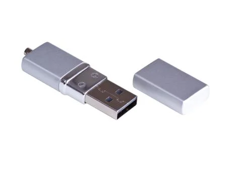 Silvery usb flash drive Stock Photos