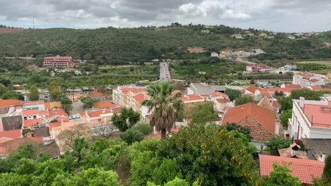 Silves Portugal rooftops panorama with nesting storks Stock Footage 107794736