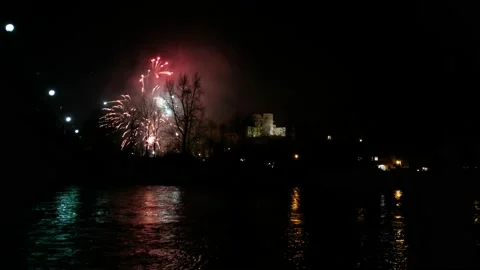 Silvester fireworks in enns Stock-Footage 168014512