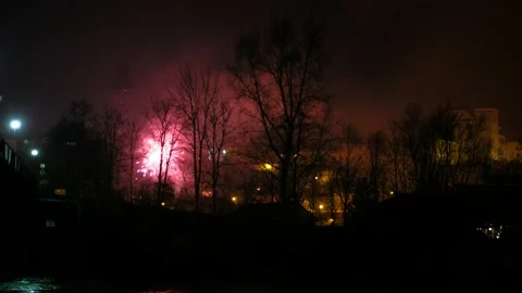 Silvester fireworks in enns Stock Footage 168014712