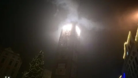 Silvester fireworks in enns Stock Footage 296679595