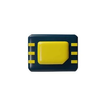 Sim card 3D vector icon, GSM wireless microchip for mobile smartphone Stock Illustration