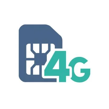 SIM card with 4G network flat icon. Mobile slot, phone chip symbol Stock Illustration