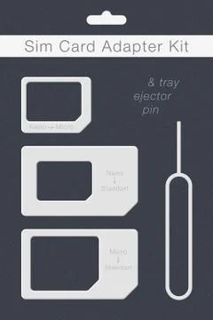 SIM Card Adapter Kit. Phone Chip. Realistic Vector Icon. Isolated Obgect on B Stock Illustration