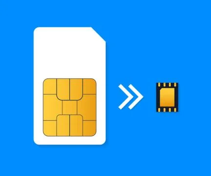 SIM Card and eSIM Embedded SIM card icon symbol concept. SIM card evolution c Stock Illustration