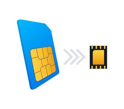 SIM Card and eSIM Embedded SIM card icon symbol concept. SIM card evolution Illustrazione stock