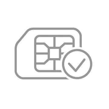 SIM card check line icon. Approved phone number, account for mobile card symbol Stock Illustration