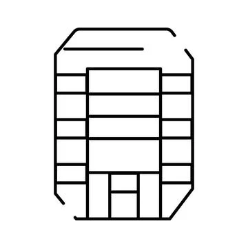 Sim card chip line art vector icon Illustrazione stock