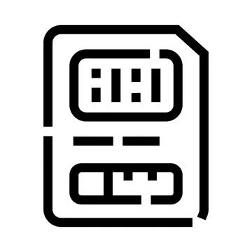 Sim card chip line icon illustrating connectivity Stock Illustration