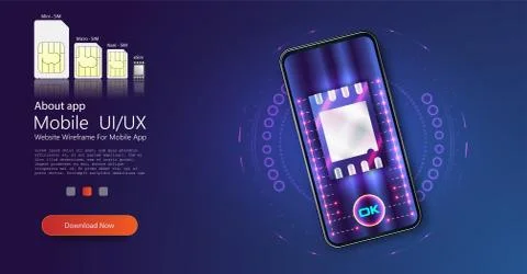 SIM card chip sign. Embedded eSIM concept. New mobile communication technolog Illustrazione stock