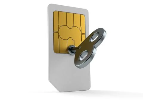 SIM card with clockwork key Illustrazione stock