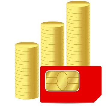 Sim card with coins Stock-Illustration