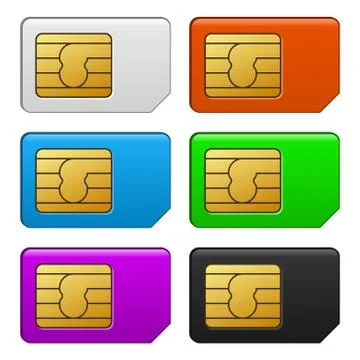 Sim Card Color Set. Vector Illustration Stock Illustration
