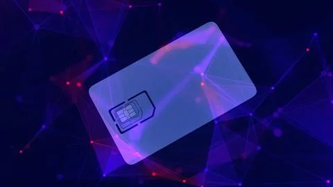 Sim card composited with digitally networked plexus environment. Stock Illustration