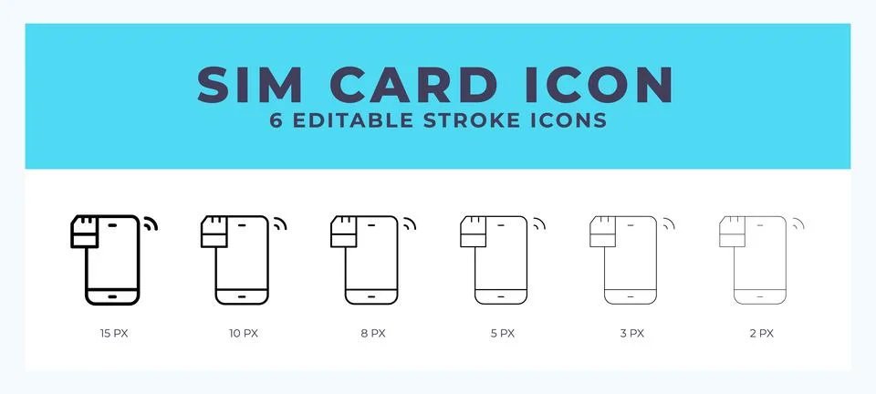 Sim card editable line icon. Vector illustration with different stroke. Stock Illustration