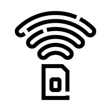Sim card emitting wireless signal for mobile internet connection Stock Illustration