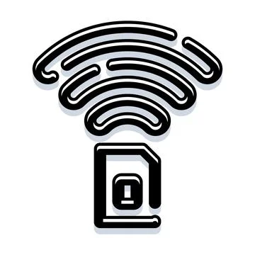 Sim card emitting wireless signal for connection Stock Illustration