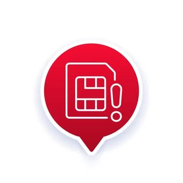 SIM card error icon, line vector design Illustrazione stock