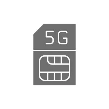 SIM card with fast 5G internet grey icon. イラスト素材