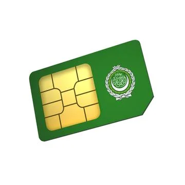 SIM Card with Flag of Arab League  A concept of Arab League Mobile Operator Stock Illustration