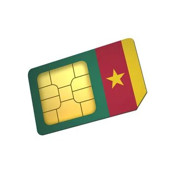 SIM Card with Flag of Cameroon A concept of Cameroon Mobile Operator Stock Illustration