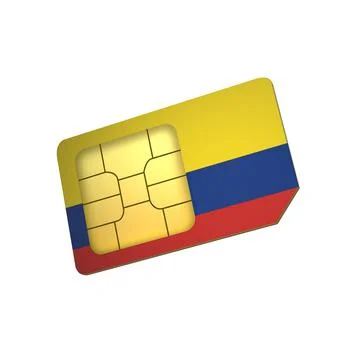 SIM Card with Flag of Colombia A concept of Colombian Mobile Operator Stock Illustration