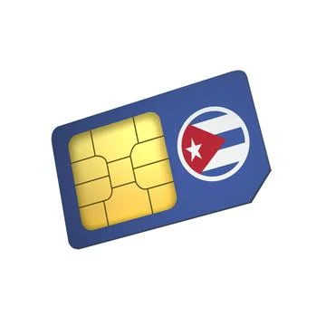 SIM Card with Flag of Cuba A concept of Cuban Mobile Operator Stock Illustration