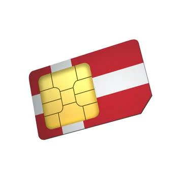 SIM Card with Flag of Denmark A concept of Danish Mobile Operator Stock Illustration