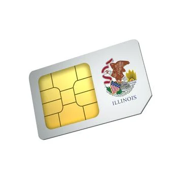 SIM Card with Flag of Illinois State A concept of United States Mobile Operat Stock Illustration