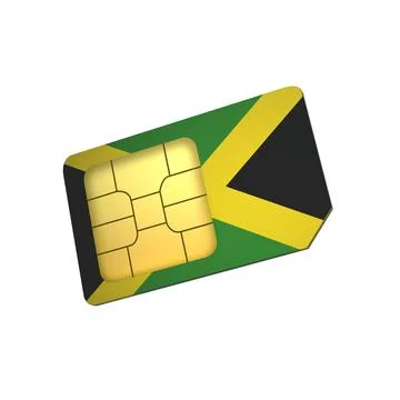 SIM Card with Flag of Jamaica A concept of Jamaica Mobile Operator Stock Illustration