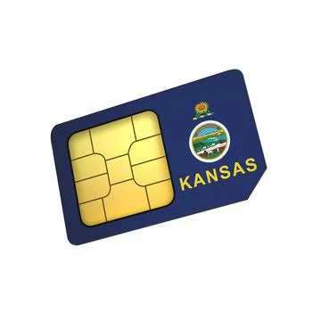 SIM Card with Flag of Kansas A concept of USA Mobile Operator Stock Illustration