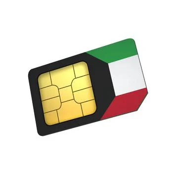 SIM Card with Flag of Kuwait A concept of Kuwait Mobile Operator Stock Illustration