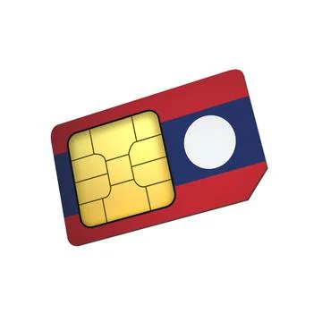 SIM Card with Flag of Laos A concept of USA Mobile Operator Stock Illustration