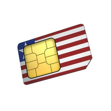 SIM Card with Flag of Liberia A concept of W Mobile Operator Stock Illustration