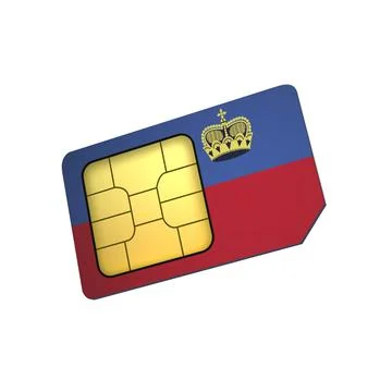 SIM Card with Flag of Liechtenstein A concept of Liechtenstein Mobile Operato Stock Illustration