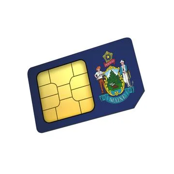 SIM Card with Flag of Maine A concept of USA Mobile Operator Stock Illustration