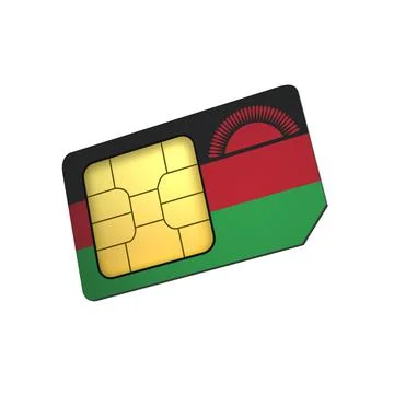 SIM Card with Flag of Malawi A concept of Malawi Mobile Operator Stock Illustration