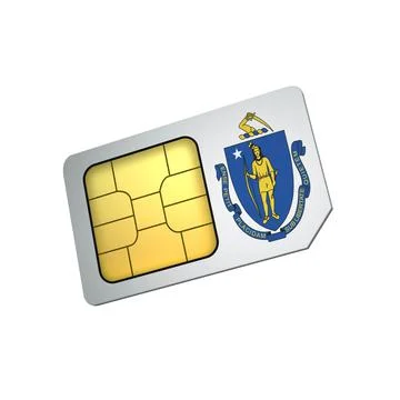 SIM Card with Flag of Massachusetts A concept of USA Mobile Operator Stock Illustration