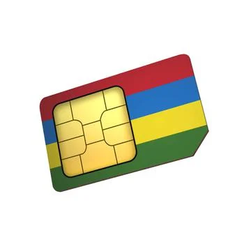 SIM Card with Flag of Mauritius A concept of Mauritius Mobile Operator Stock Illustration