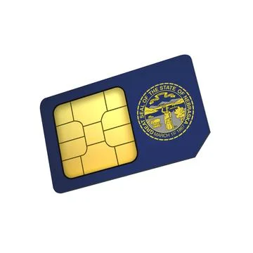 SIM Card with Flag of Nebraska A concept of USA Mobile Operator Stock Illustration