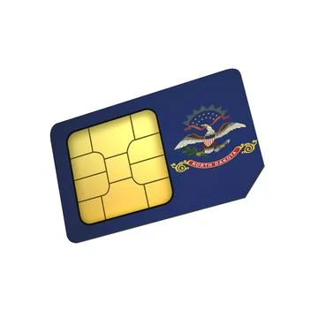 SIM Card with Flag of North Dakota A concept of USA Mobile Operator Stock Illustration