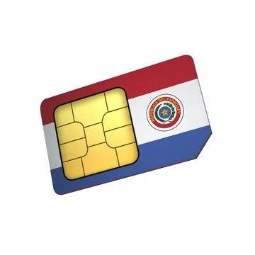 SIM Card with Flag of Paraguay A concept of W Mobile Operator Stock Illustration