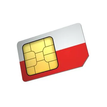 SIM Card with Flag of Poland A concept of Polish Mobile Operator Stock Illustration