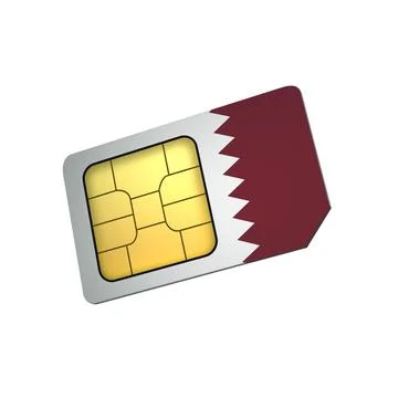 SIM Card with Flag of Qatar A concept of Qatari Mobile Operator Stock Illustration